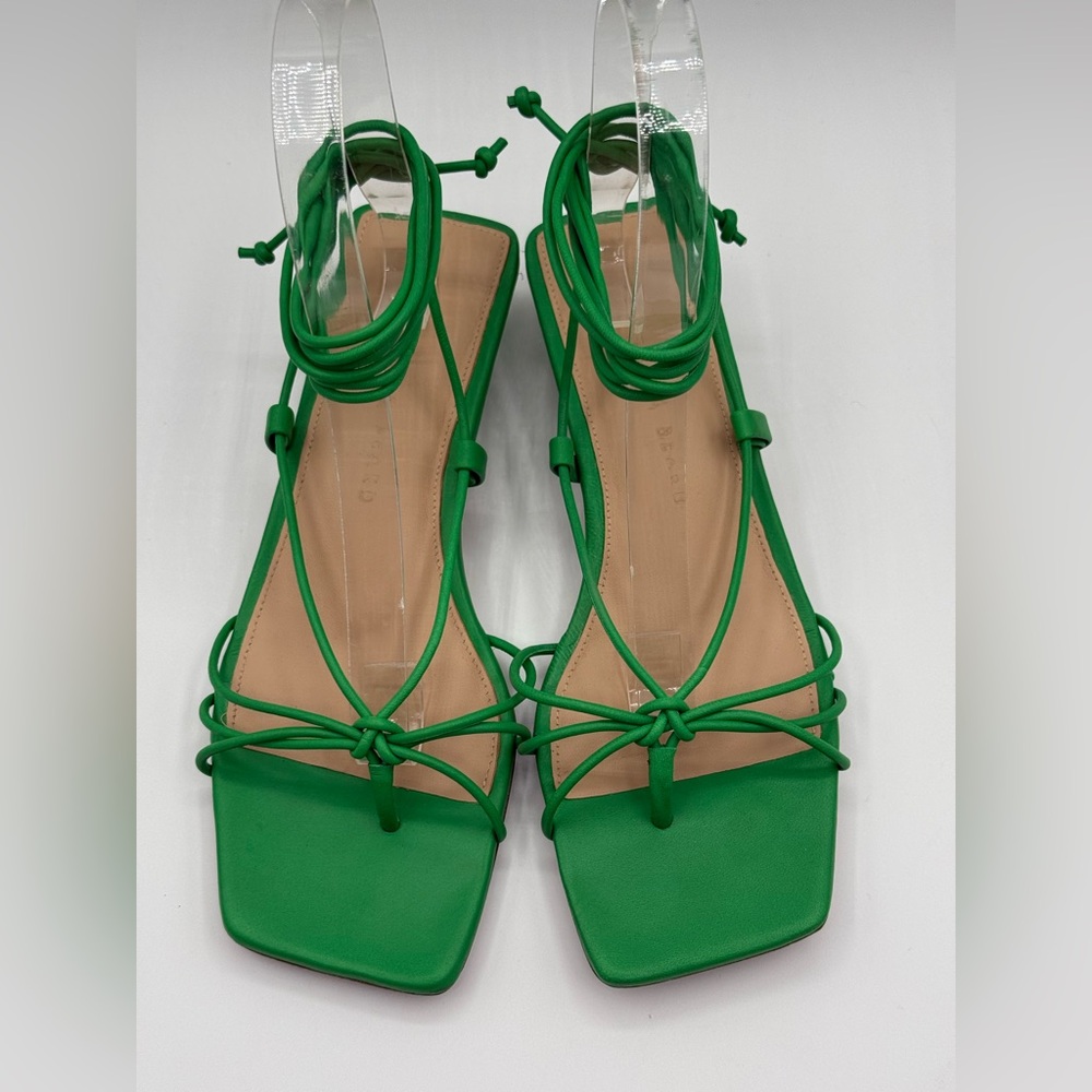Veronica Beard Jungle Green Foley Heel Tie Sandals Size 6M - Picture 8 of 16